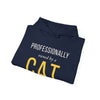 Professionally Owned By A Cat — Funny Cat Mom Dad Hoodie